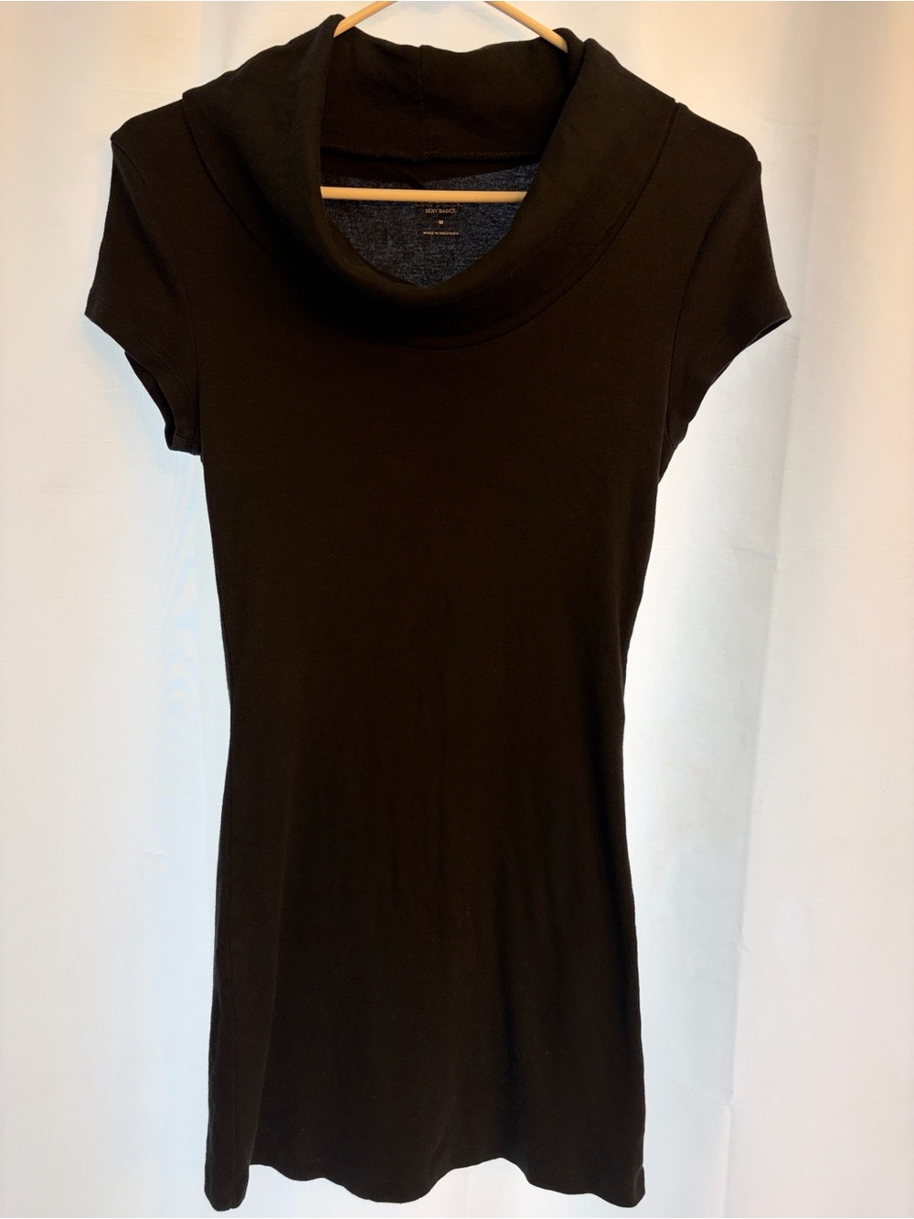 Express Black Short-Sleeve Cowl Neck Tunic